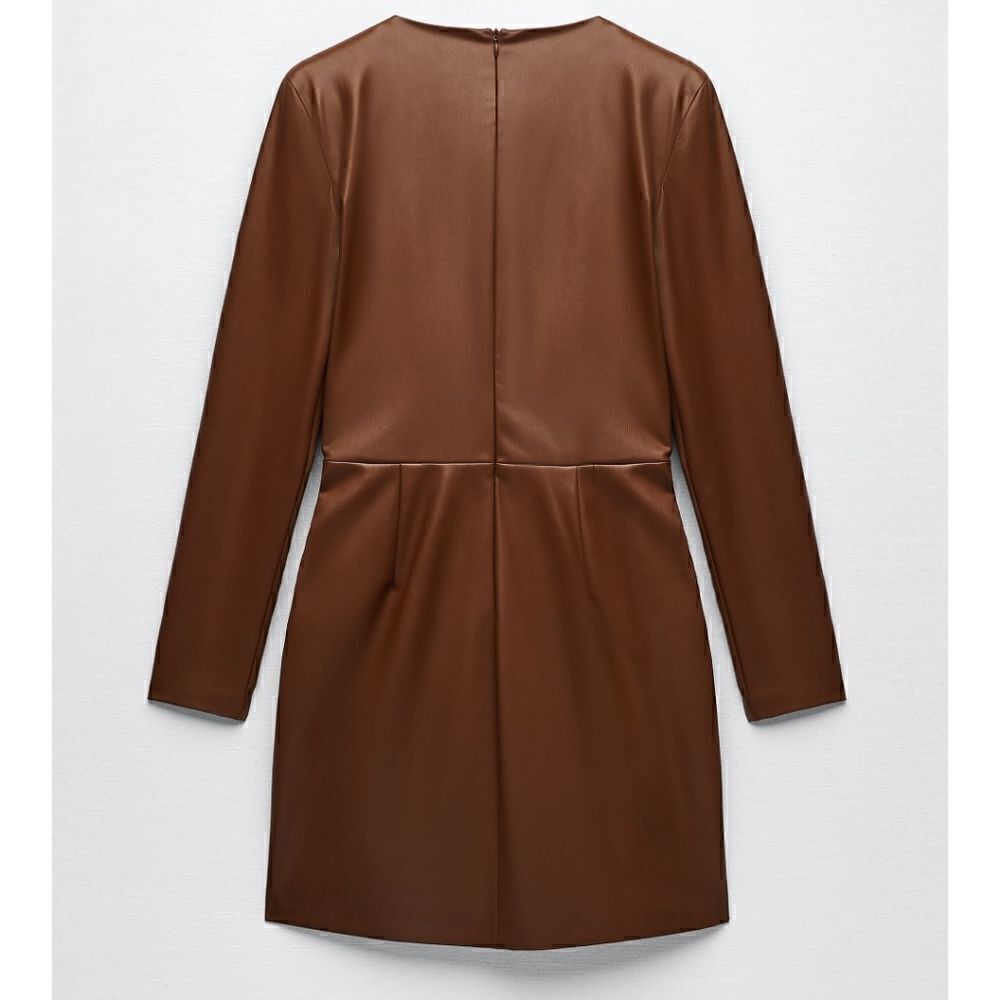 Nwt ZARA FAUX LEATHER DRESS BROWN NWT S bloggers fav - Picture 16 of 16